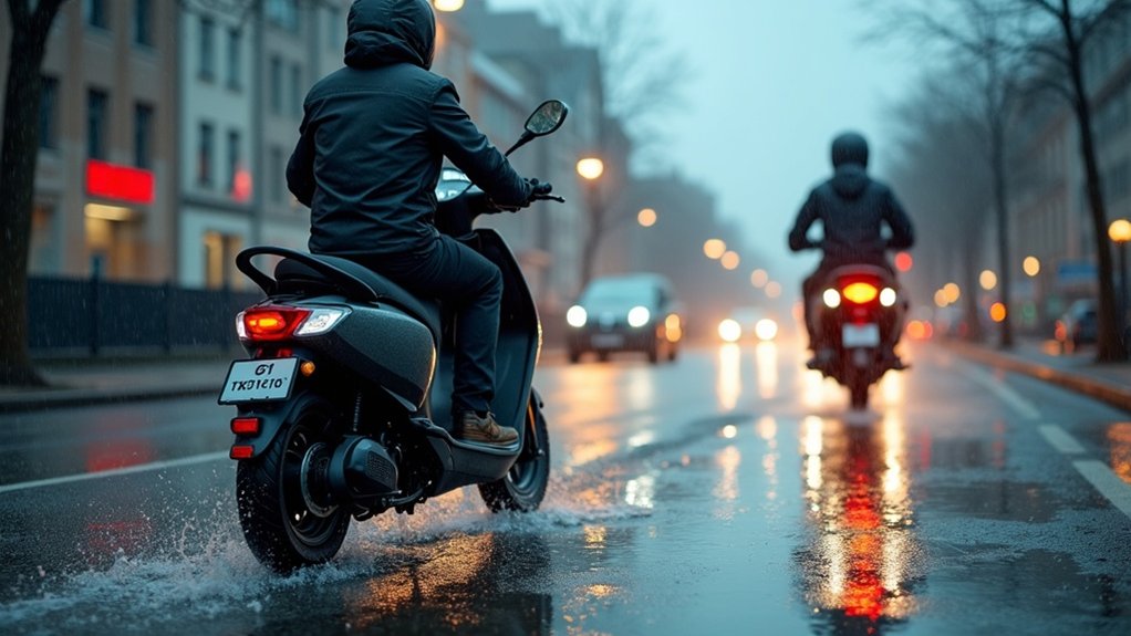riding electric scooters wet