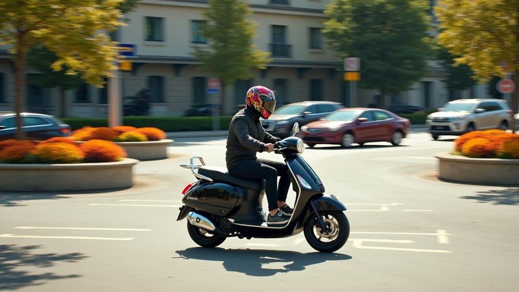 roundabout navigation on scooter