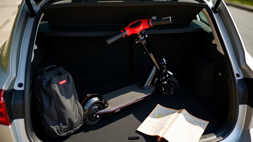 secure scooter in trunk