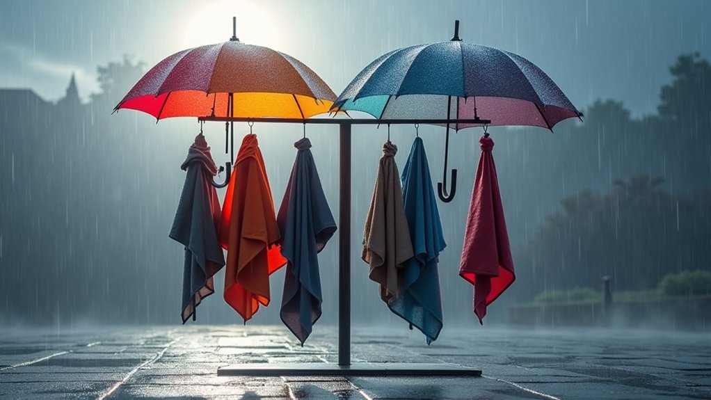 secure umbrellas on racks