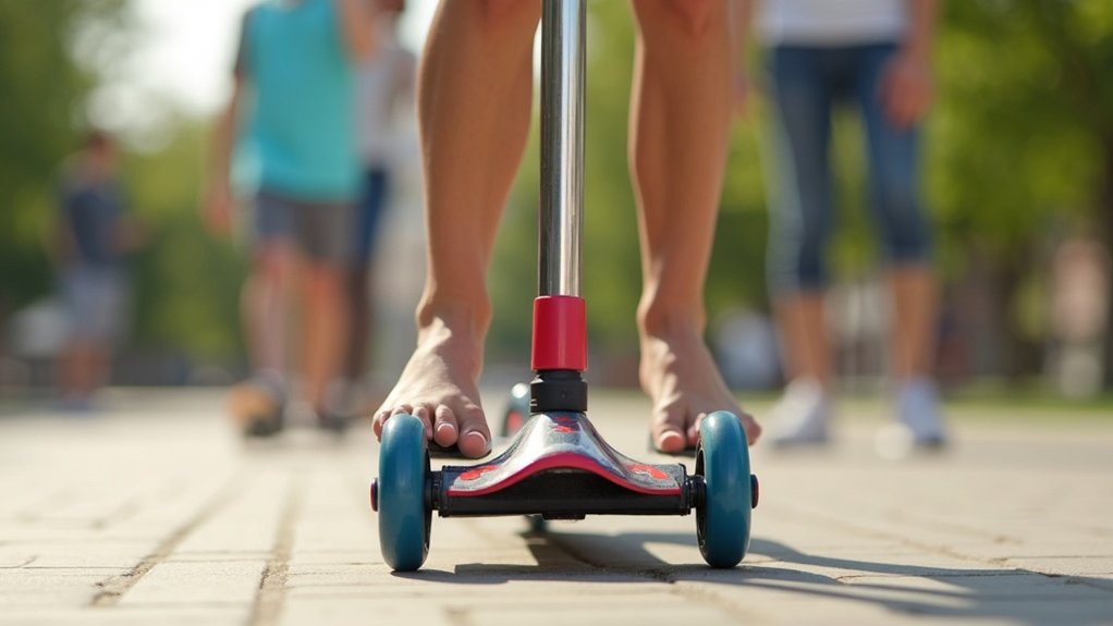 teach beginner scooter stance